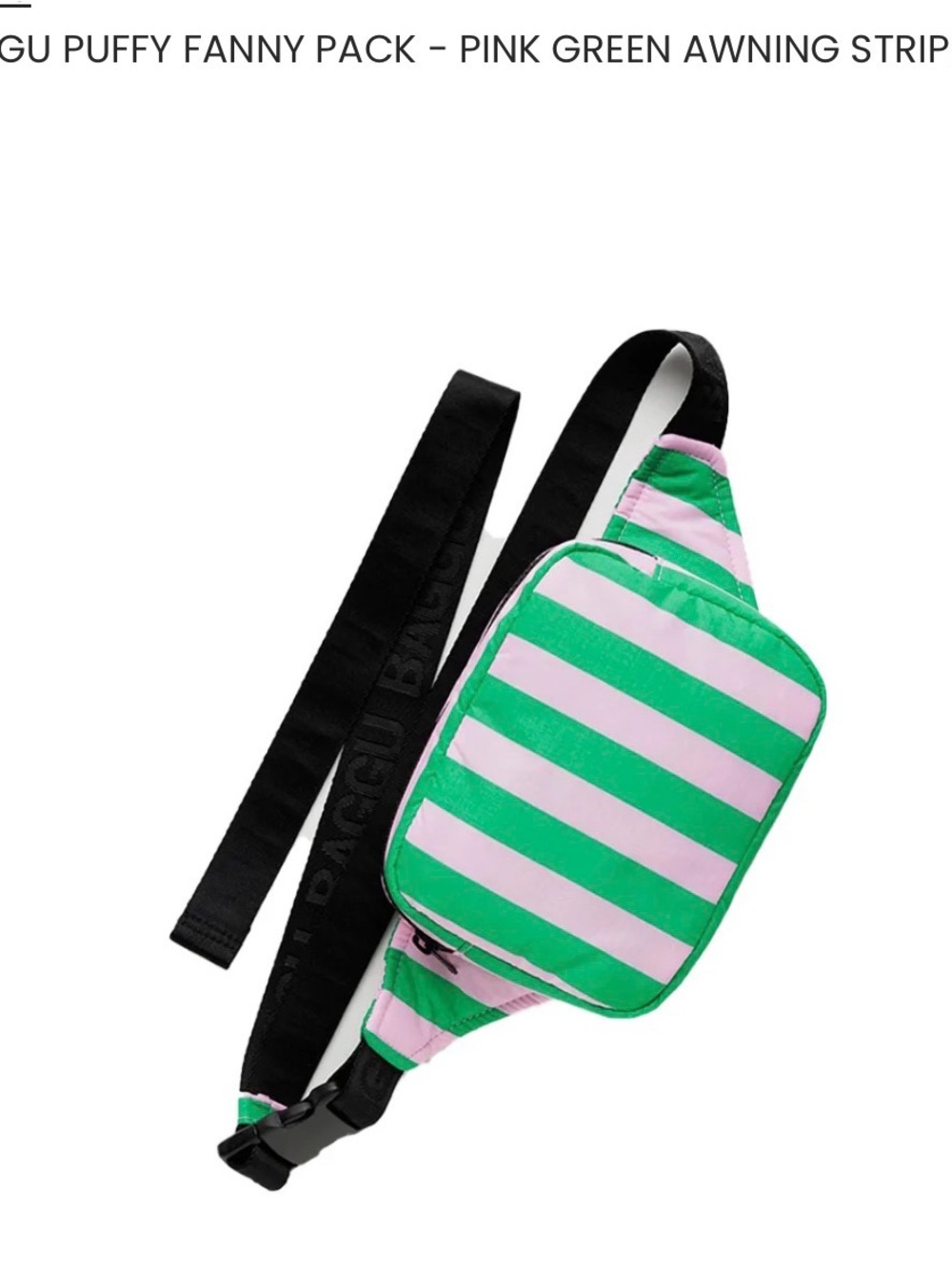 BAGGU Puffy Fanny Pack Bag - Lilac & Green Stripes
